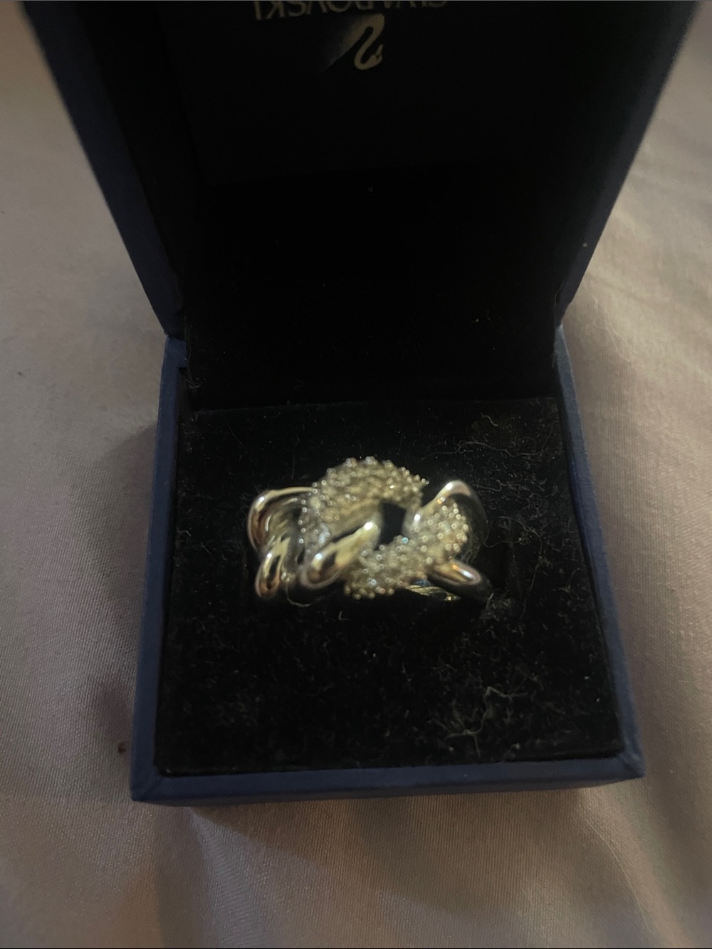 Swarovski Silver Knot Ring with Pavé Crystals